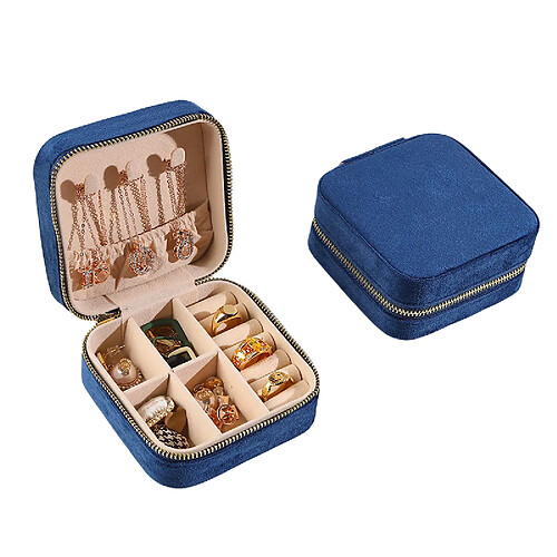 INF Boîte à bijoux portable en velours DarkBlue