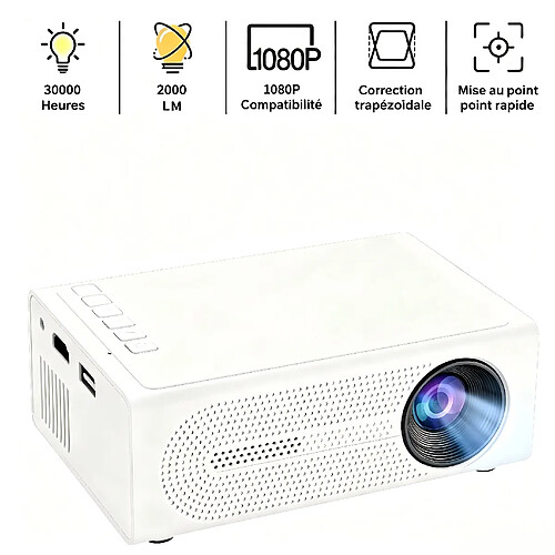 ByteLike Blanc Vidéoprojecteur portable miniature compatible 1080P