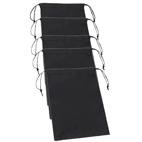 INF Sacs de rangement avec cordon de serrage, paquet de 5, 15 × 20 cm, noir