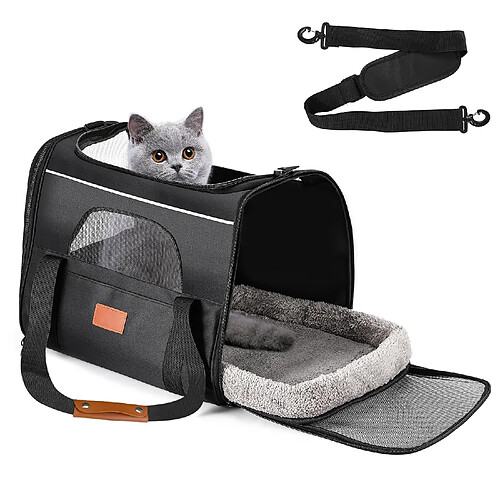 Transporteur pour Chat,Boîte de Transport pour Chat et Chien, Pliable avec bandoulière,Cais