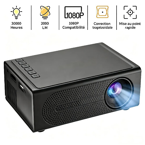 ByteLike Vidéoprojecteur portable miniature noir compatible 1080P