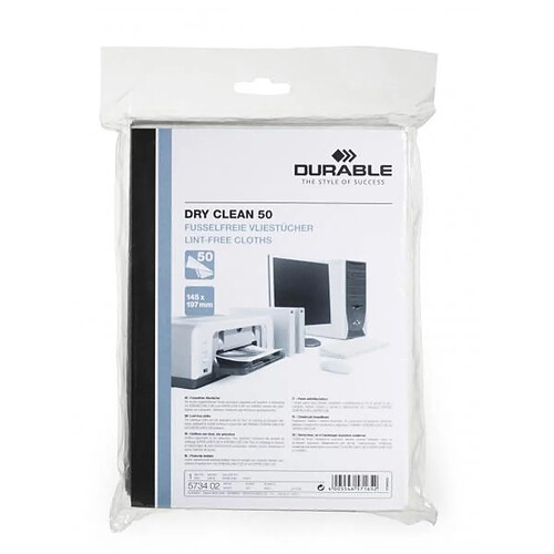 Durable Lingettes DRY CLEAN 50 non-tissées, 145 x 197 mm