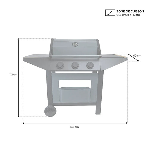 cook'in garden Barbecue Gaz BURN 3B - 3 Brûleurs - 10,5 kW - 10 Personnes