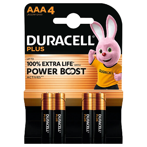 Pile alcaline x4 Duracell Plus Power Boost AAA LR03 1.5V