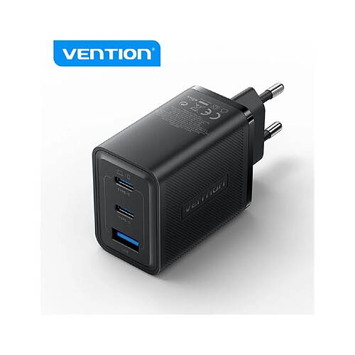 Vention FERB0-EU Chargeur Mural GaN 65W 3 Ports Noir