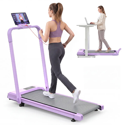 MIVRAY Tapis de course pliable 3-en-1 violet, inclinaison, 120 kg