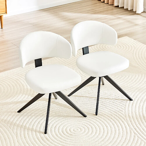 MIVRAY Lot de 2 chaises de salle à manger pivotantes blanches