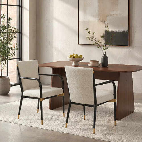 MIVRAY Lot de 2 chaises de salle à manger beige avec accoudoirs