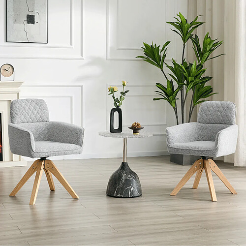 MIVRAY Lot de 2 chaises de salle à manger pivotantes gris clair