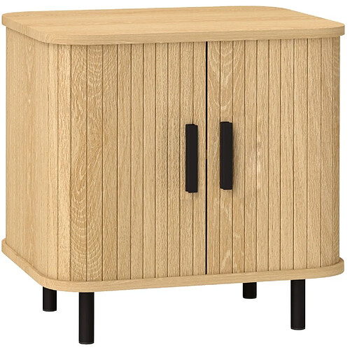 MIVRAY Table de chevet 48 x 40 x 48 cm à portes coulissantes chêne