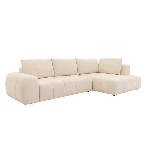 Concept Usine Canapé d'angle nuage 5 places en tissu chenille beige CHESTER
