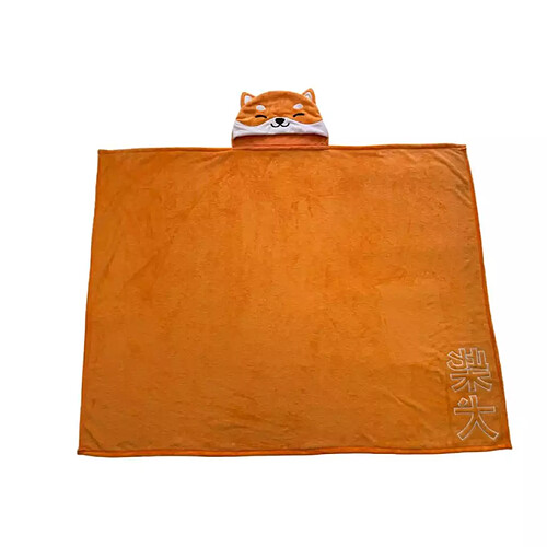 Lyo plaid poncho à capuche - Orange