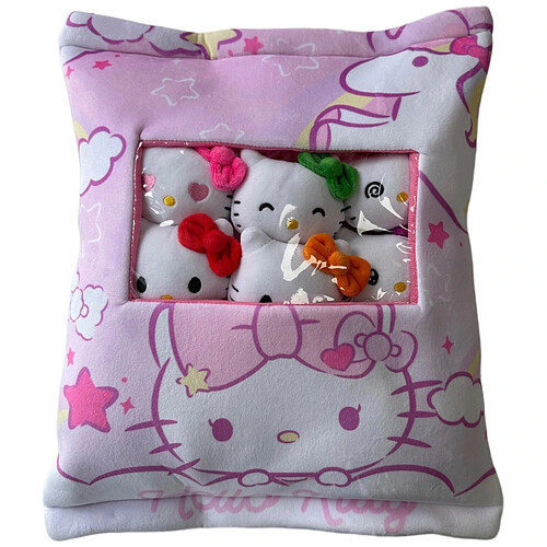 Lyo coussin Hello Kitty + peluches - Rose