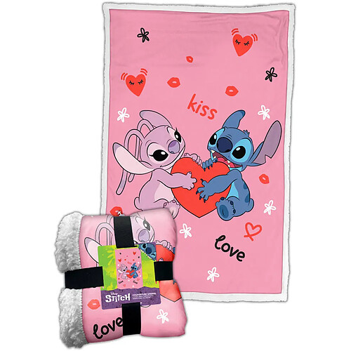Disney plaid polaire Stitch & Angel – rose