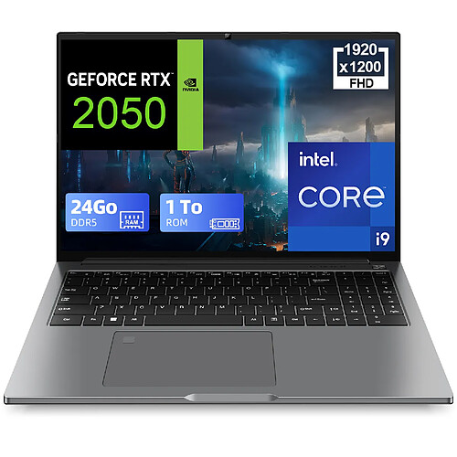 VANWIN PC Portable Gamer 16",Intel Core i9-13905H 14C/20T,NVIDIA RTX 2050,24Go DDR5 1To,Windows 11 Pro