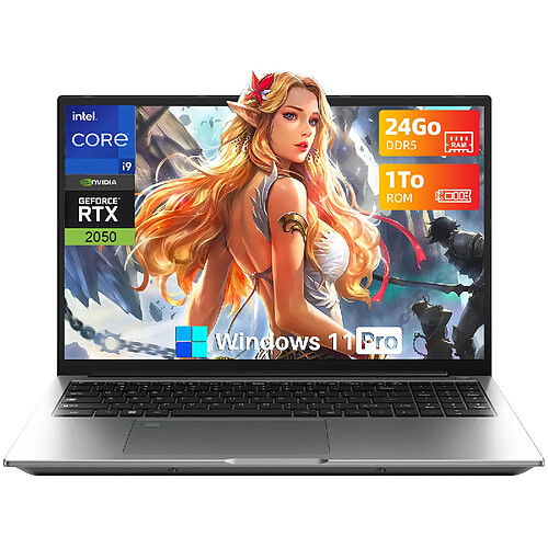 VANWIN PC Portable Gamer 16",Intel Core i9-13905H 14C/20T,NVIDIA RTX 2050,24Go DDR5 1To,Windows 11 Pro