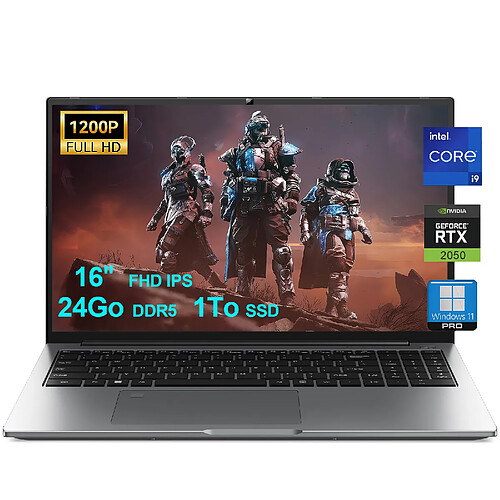 VANWIN PC Portable Gamer 16",Intel Core i9-13905H 14C/20T,NVIDIA RTX 2050,24Go DDR5 1To,Windows 11 Pro