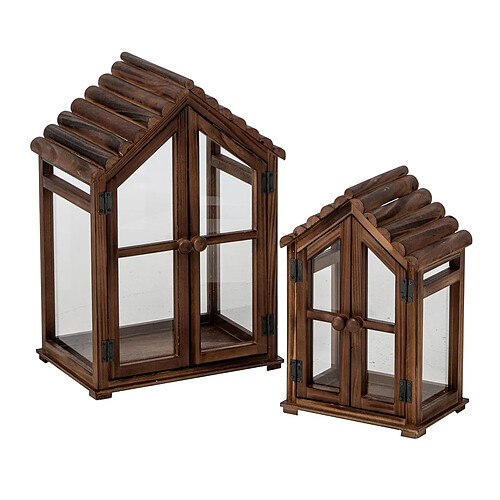 Paris Prix Lot de 2 Lanternes Maison en Bois Kaspar 49cm Marron