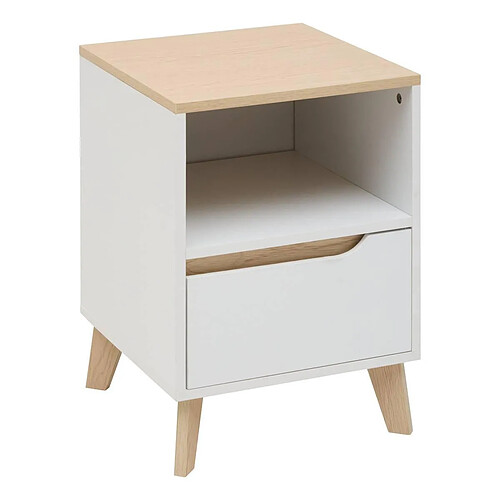 Five Simply Smart Table de Chevet Avec Tiroir Luma 55cm Blanc