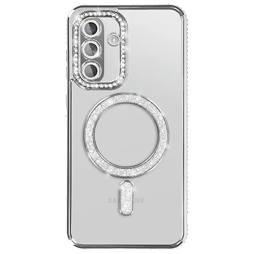 Avizar Coque pour Galaxy A56 / A36 Compatible MagSafe avec Contour à Strass Argent
