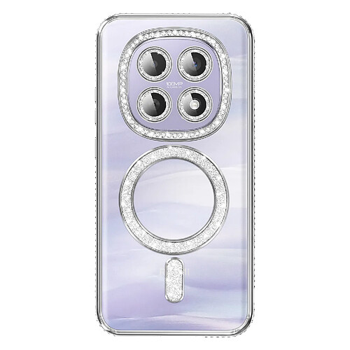 Avizar Coque pour Redmi Note 15 Compatible MagSafe avec Contour à Strass Argent