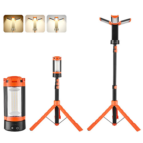 VEVOR RBLDGZD-003 - Projecteur LED sur trépied amovible, 2200 lm, rechargeable 6 Ah