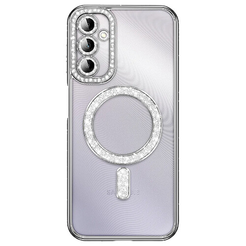 Avizar Coque pour Galaxy A14 4G / 5G Compatible MagSafe avec Contour à Strass Argent