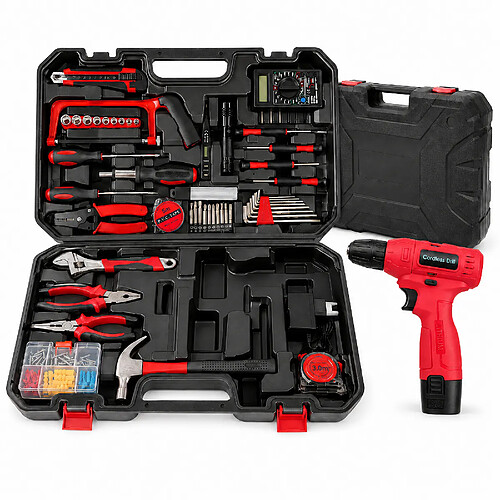 ByteLike Coffret complet 24 outils avec perceuse sans fil lithium