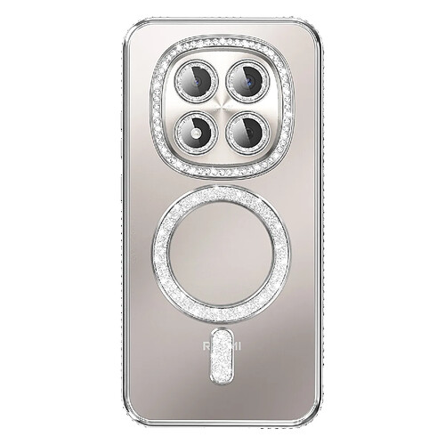 Avizar Coque pour Redmi Note 15 Pro 5G Compatible MagSafe avec Contour à Strass Argent