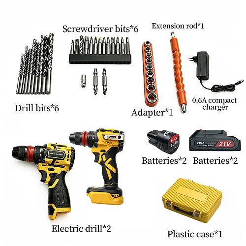 ByteLike Kit double perceuse-visseuse sans fil 21V moteur sans balais