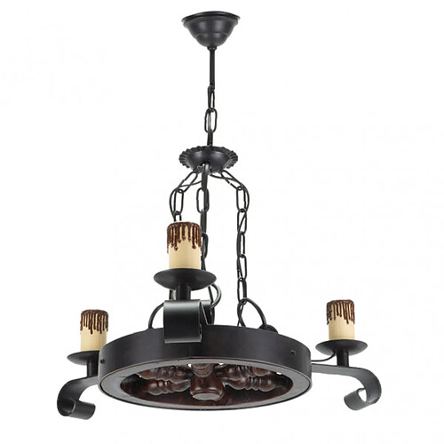 FABRILAMP Suspension Rueda marron rustique 3 E27 51 cm