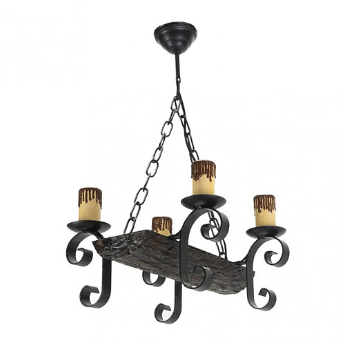 FABRILAMP Suspension Tronco noir marron 4 E27 38 cm