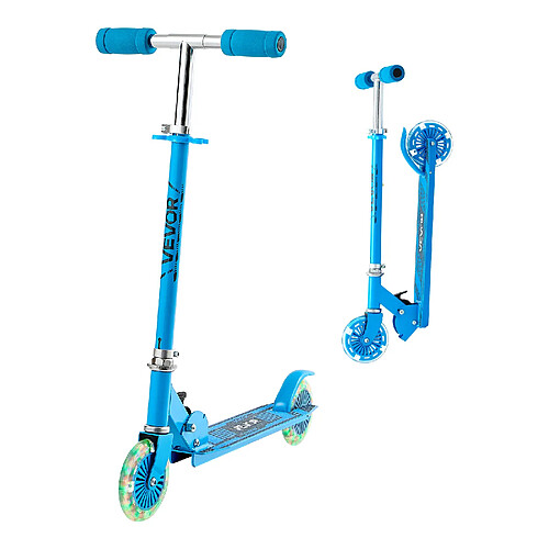 VEVOR S010 - Bleu / Trottinette enfant 2 roues lumineuses - Guidon réglable - Pliable