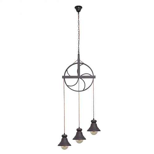 FABRILAMP Suspension Rueca marron 3 E27 44 cm
