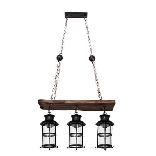 FABRILAMP Suspension Cortijo marron 3 E27 64 cm
