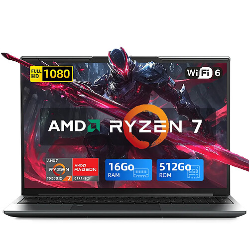 VANWIN PC Portable 15,6" - Ryzen 7 5825U - 16Go/512Go SSD - Radeon Graphics - Webcam HD