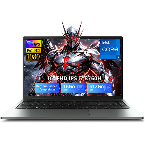 VANWIN PC Portable 16" Full HD - Intel i7-8750H - 16 Go RAM - 512 Go SSD