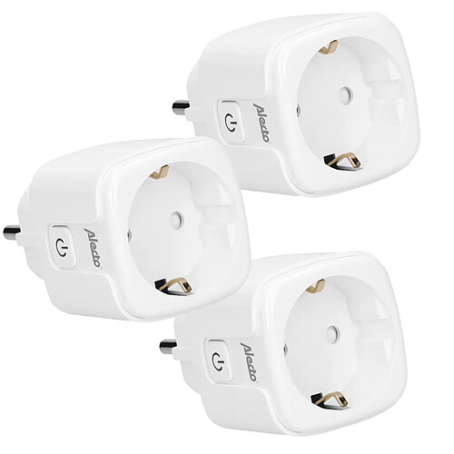 Alecto Pack de 3 Prises Connectées Wi-Fi 16A 3680W avec Mesure d'Énergie Blanc