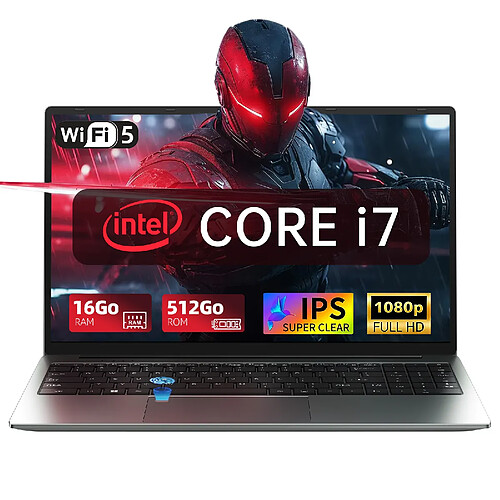 VANWIN Ordinateur Portable 16" i7-8750H 16Go 512Go SSD Type-C RJ45