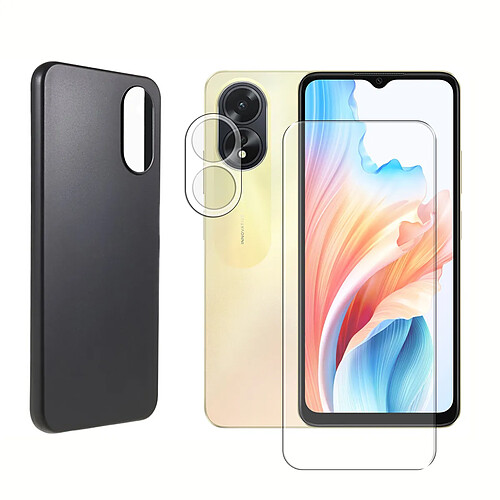 Verre Trempé pour Oppo A18 4G / Oppo A38 4G + Verre Caméra + Coque Noir - Visiodirect -