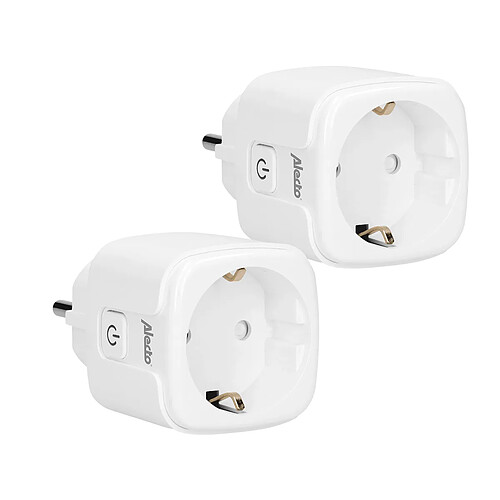 Alecto Lot de 2 Prises Connectées Wi-Fi 16A 3680W avec Mesure d'Énergie Blanc