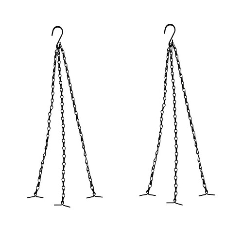 INF Chaînes de suspension pour pots de fleurs - Lot de 6, fer noir 1,2mm à double crochet, 40c