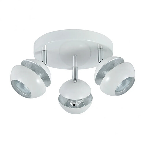 Plafonnier FABRILAMP BEETHOVEN 3 GU10 blanc et argent