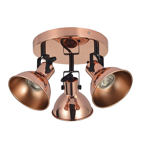 Plafonnier FABRILAMP ARABIA 3 GU10 cuivré et noir