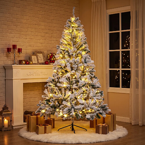 ZMH Sapin de Noël artificiel 210 cm en PVC Avec Neige Floquée Pour Décoration Fêtes De Noël