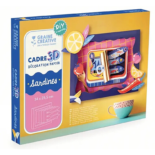 Graine Créative coffret creatif Cadre 3D Papier Les Sardines