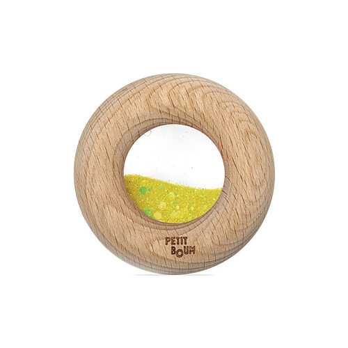 Petit Boum Donut sensoriel en bois jaune paillettes