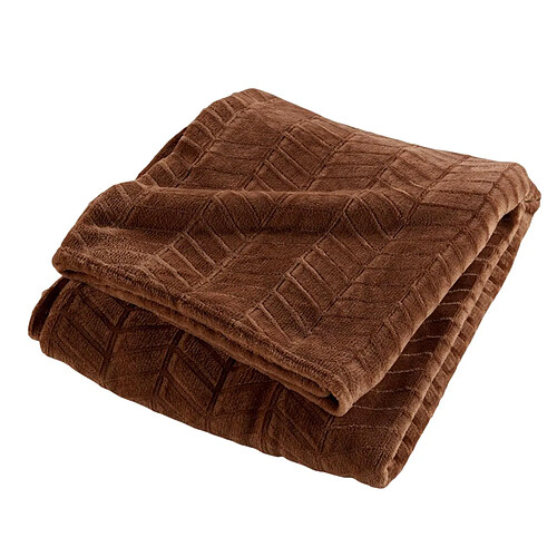 Douceur D'Interieur Plaid Flanelle en Relief Arya 180x220cm Choco