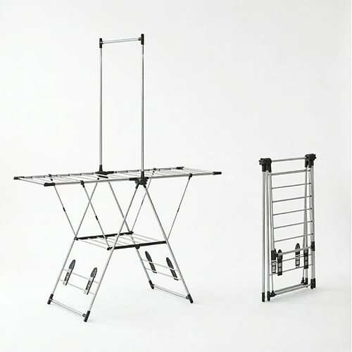STILVORA Séchoir à linge pliable inox argenté, 5 niveaux réglables