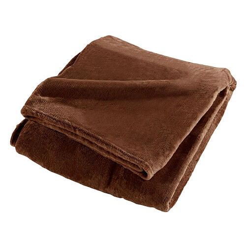 Douceur D'Interieur Plaid Uni en Flanelle Flanou 125x150cm Choco